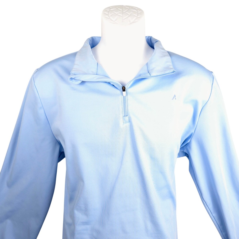 Redvanly Mens Light Blue Quarter Zip Pullover Makai Princeville Golf Shirt M